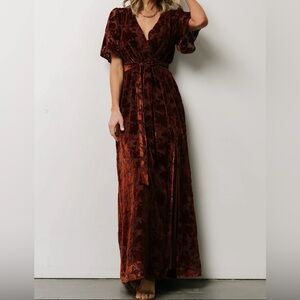 Medium copper floral uma velvet maxi dress from Baltic Born